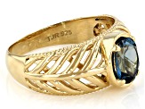 London Blue Topaz 18K Yellow Gold Over Sterling Silver Ring 1.0ct