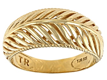 Picture of 18K Yellow Gold Over Sterling Silver Palm Design Band Ring