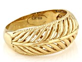 18K Yellow Gold Over Sterling Silver Palm Design Band Ring