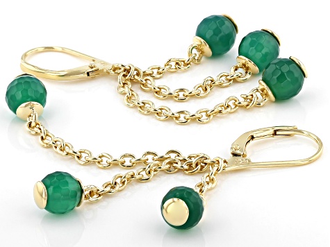 Green Onyx 18K Yellow Gold Over Sterling Silver Dangle Earrings