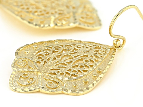 18K Yellow Gold Over Sterling Silver Dangle Earrings