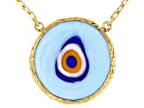 Blue Glass Evil Eye 18K Yellow Gold Over Sterling Silver Necklace