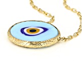 Blue Glass Evil Eye 18K Yellow Gold Over Sterling Silver Necklace