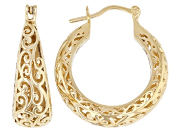Picture of 18k Yellow Gold Over Sterling Silver Hoop Earrings