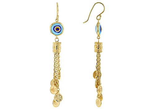 Crystal Evil Eye 18K Yellow Gold Over Sterling Silver Earrings - TRK242 - Vimarsana News