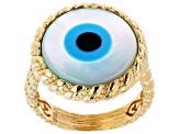 Mother of Pearl Evil Eye 18K Yellow Gold Over Sterling Silver Ring