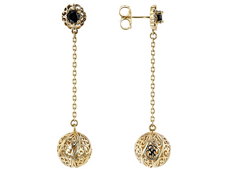 Black Spinel 18K Yellow Gold Over Sterling Silver Earrings 1.16ctw