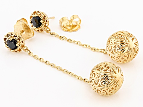 Black Spinel 18K Yellow Gold Over Sterling Silver Earrings 1.16ctw
