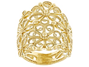 18K Yellow Gold Over Sterling Silver Filigree Ring