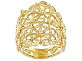 18K Yellow Gold Over Sterling Silver Filigree Ring