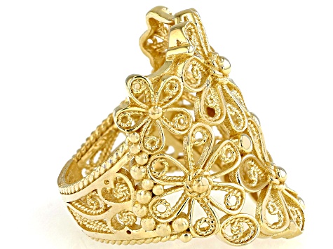 18K Yellow Gold Over Sterling Silver Filigree Ring