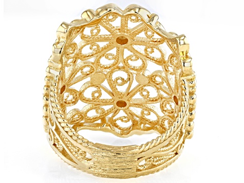 18K Yellow Gold Over Sterling Silver Filigree Ring