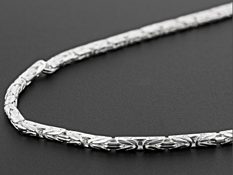 Platinum Over Sterling Silver Byzantine Necklace