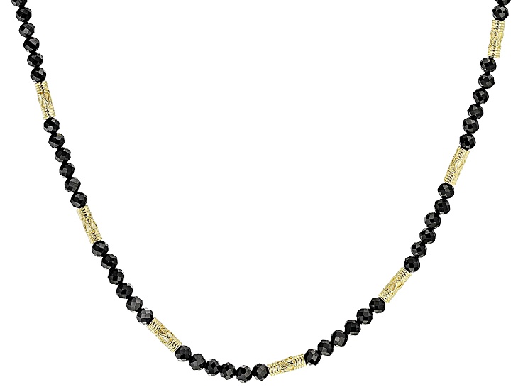 Black Spinel 18k Yellow Gold Over Sterling Silver Necklace 4mm
