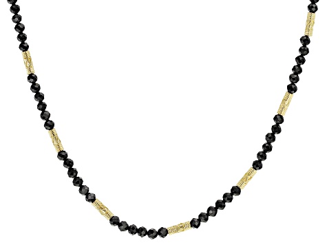 Black Spinel 18k Yellow Gold Over Sterling Silver Necklace