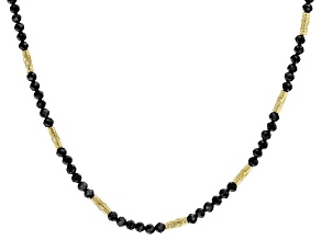 Black Spinel 18k Yellow Gold Over Sterling Silver Necklace 4mm
