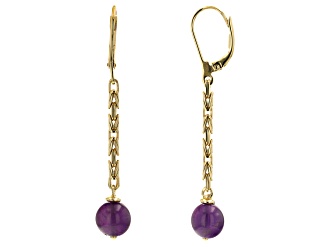 8mm Purple Amethyst 18k Yellow Gold Over Sterling Silver Earrings