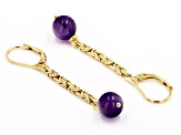 8mm Purple Amethyst 18k Yellow Gold Over Sterling Silver Earrings