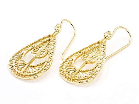 18k Yellow Gold Over Sterling Silver Dangle Earrings