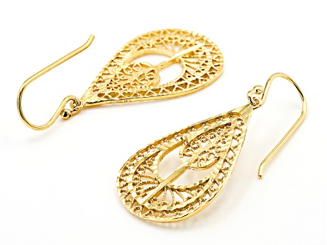 18k Yellow Gold Over Sterling Silver Dangle Earrings