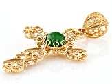 Jadeite 18K Yellow Gold Over Sterling Silver Cross Enhancer