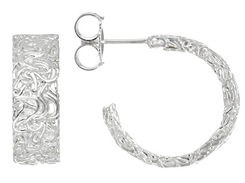 Picture of Platinum Over Sterling Silver Hoop Earrings