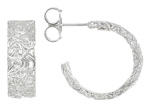 Platinum Over Sterling Silver Hoop Earrings