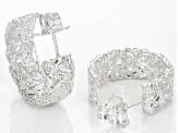 Platinum Over Sterling Silver Hoop Earrings