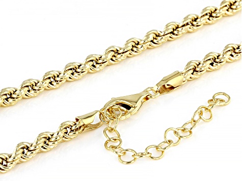 18k Yellow Gold Over Sterling Silver Rope Chain TRK284 JTV