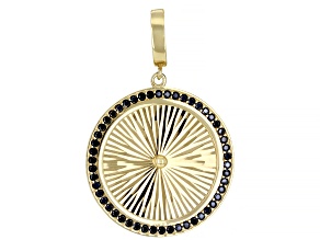Round Black Spinel 18k Yellow Gold Over Sterling Silver Enhancer Pendant 1.50ctw