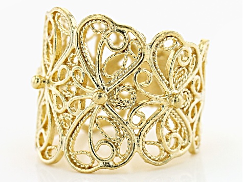 18k Yellow Gold Over Sterling Silver Butterfly Ring