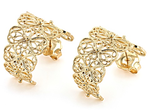 18k Yellow Gold Over Sterling Silver Butterfly Earrings