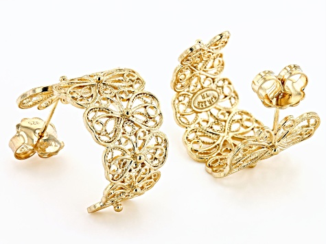 18k Yellow Gold Over Sterling Silver Butterfly Earrings