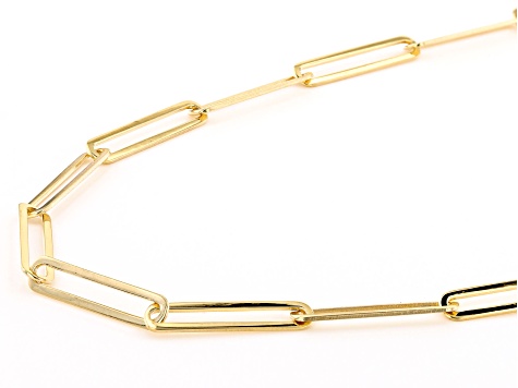 18k Yellow Gold Over Sterling Silver Paper Clip Chain Necklace - TRK314