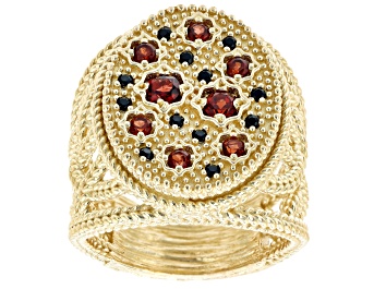 Picture of Garnet And Black Spinel 18k Yellow Gold Over Sterling Silver Ring
