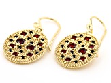 Round Red Garnet And Black Spinel 18k Yellow Gold Over Sterling Silver Earrings 0.79ctw