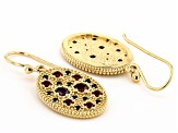 Round Red Garnet And Black Spinel 18k Yellow Gold Over Sterling Silver Earrings 0.79ctw