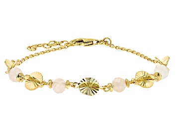 Picture of Pink Rose Quartz 18k Yellow Gold Over Sterling Silver Bracelet