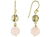 Pink Rose Quartz 18k Yellow Gold Over Sterling Silver Earrings