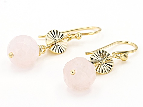 Pink Rose Quartz 18k Yellow Gold Over Sterling Silver Earrings