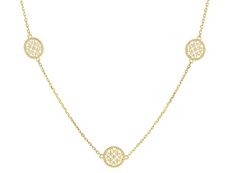 18k Yellow Gold Over Sterling Silver Filigree Station