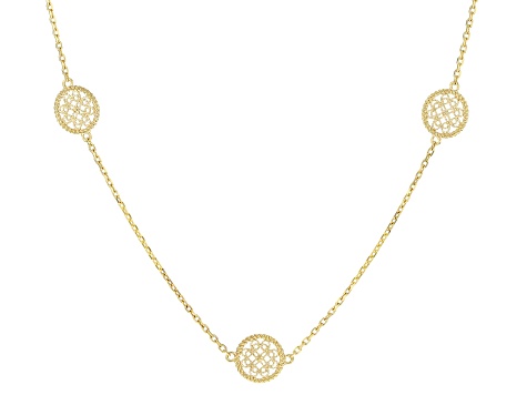 18k Yellow  Gold Over Sterling Silver Filigree Station Necklace