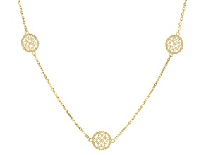 18k Yellow  Gold Over Sterling Silver Filigree Station Necklace