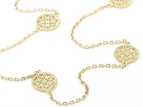 18k Yellow  Gold Over Sterling Silver Filigree Station Necklace