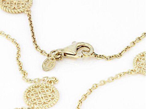 18k Yellow  Gold Over Sterling Silver Filigree Station Necklace