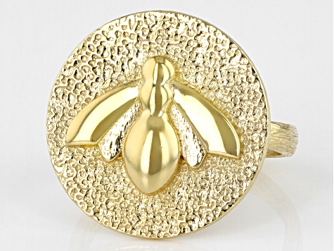 18k Yellow Gold Over Sterling Silver Bee Ring