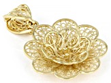 18k Yellow Gold Over Sterling Silver Flowel Filigree Enhancer Pendant