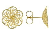 18k Yellow Gold Over Sterling Silver Flower Filigree Earrings