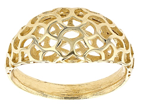 18k Yellow Gold Over Sterling Silver Dome Ring