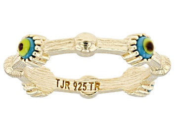 Picture of Blue Glass Evil Eye 18k Yellow Gold Over Sterling Silver Ring